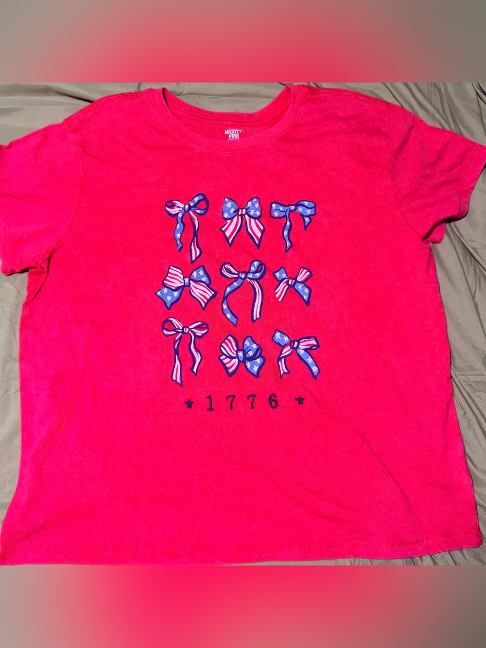 Mighty Fine Red Patriotic Bow Graphic Tee